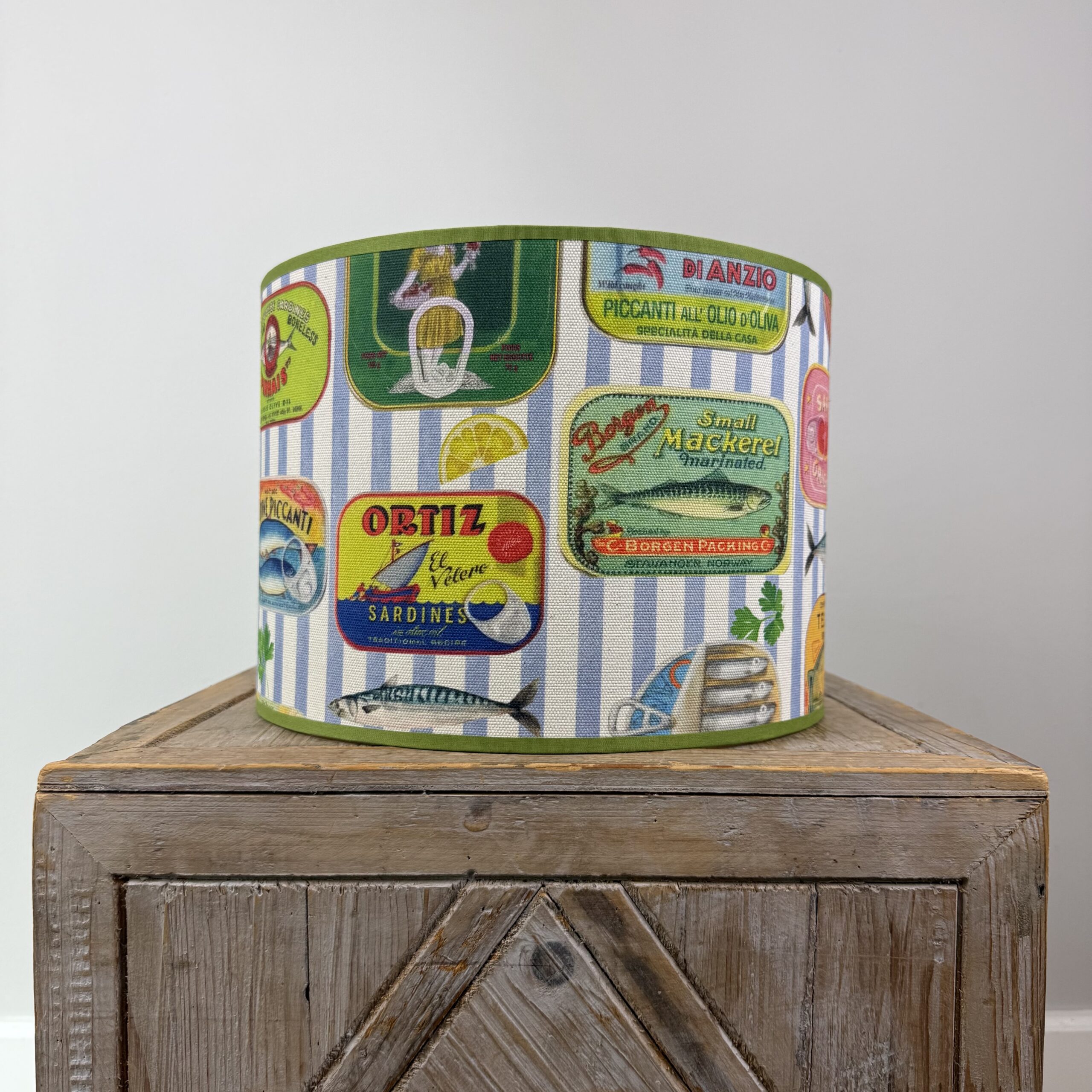 Lampenkap blauw wit groen sardientjes