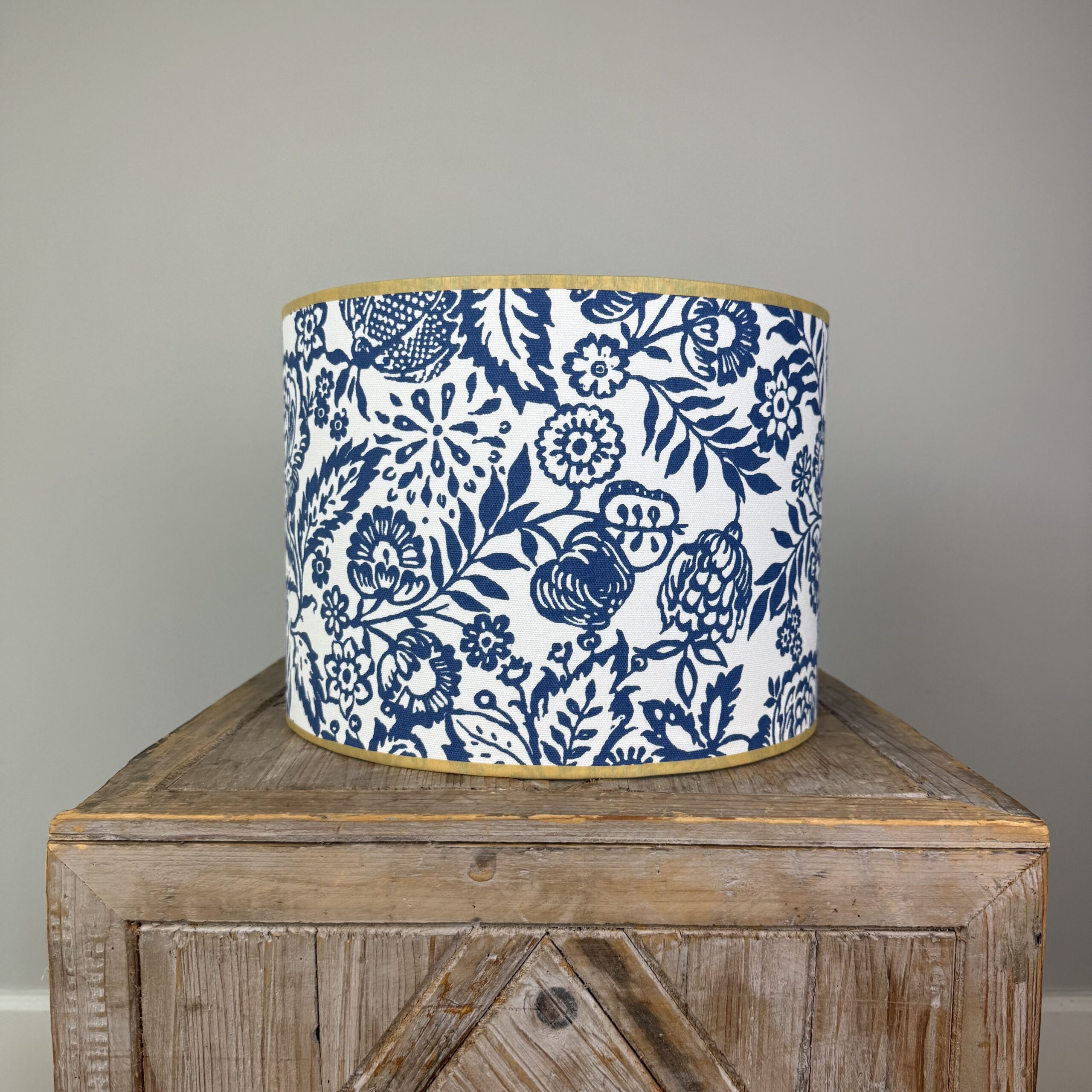 Lampenkap blauw witte bloemen