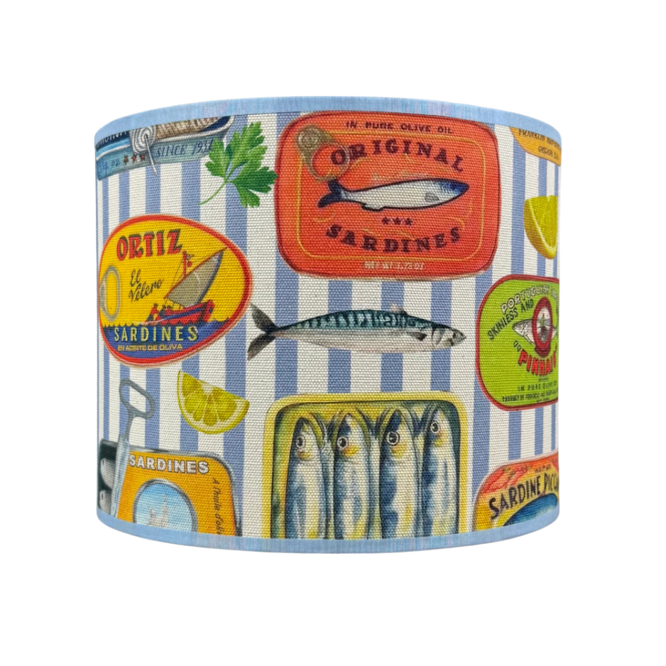 Lampenkap blauw wit sardientjes