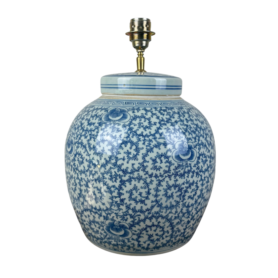 Blauw witte gemberpot lamp XL