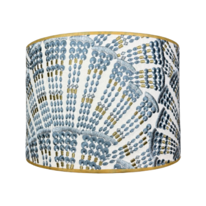 Lampenkap Karin Sajo geborduurd goud blauw grijs
