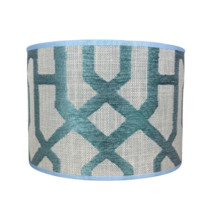 Lampenkap geometrisch lichtblauw crème hexagon