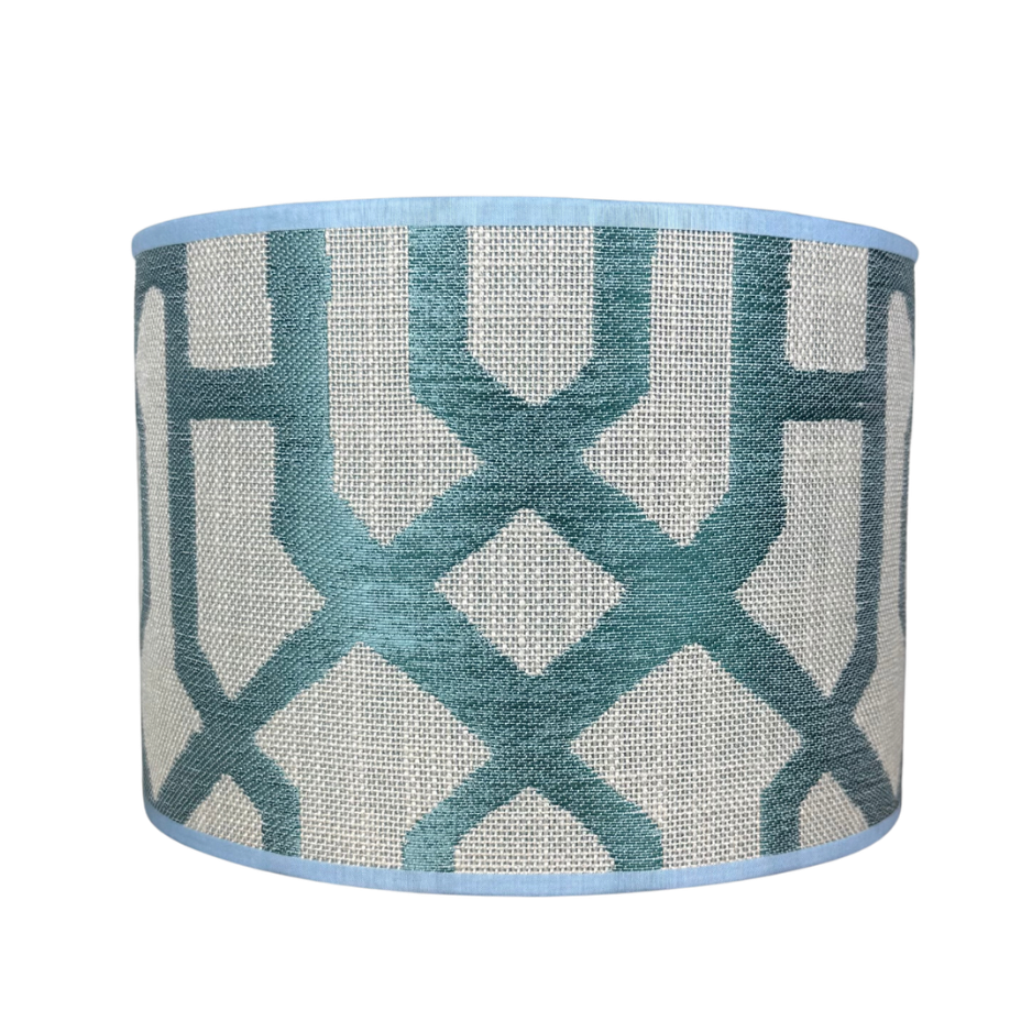 Lampenkap geometrisch lichtblauw crème hexagon