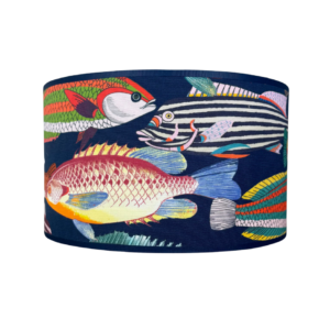 Lampenkap donkerblauw met vissen