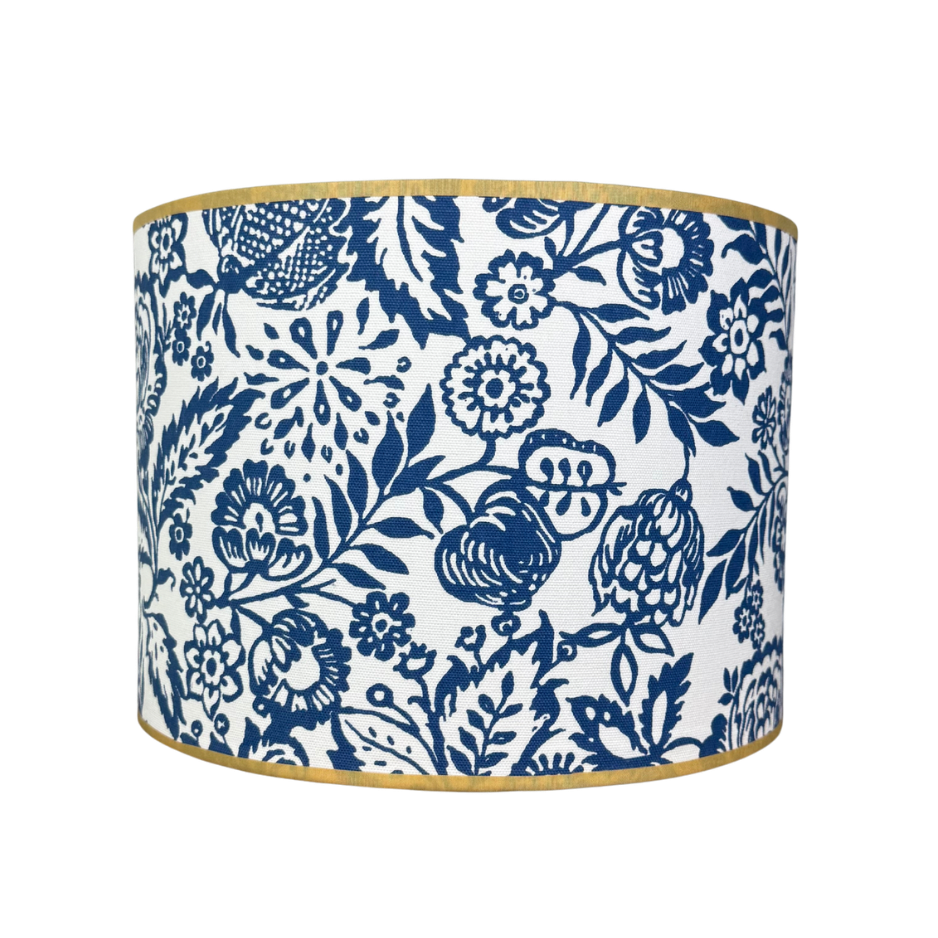 Lampenkap donkerblauw witte bloemen