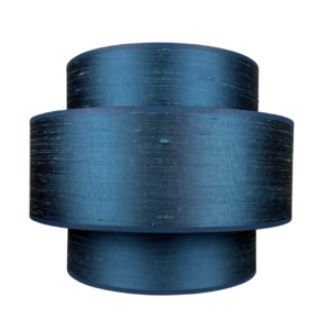 Trio lampenkap ‘Oud blauw’ ruw zijde