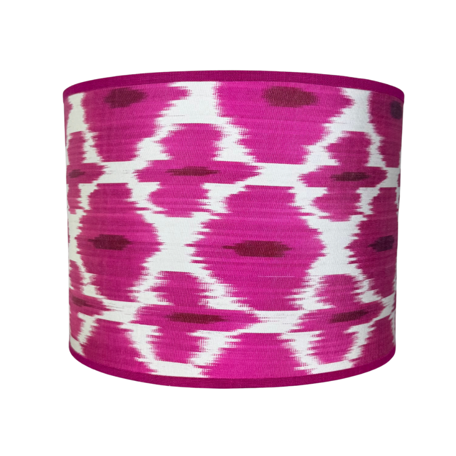 Lampenkap zijde ikat roze wit